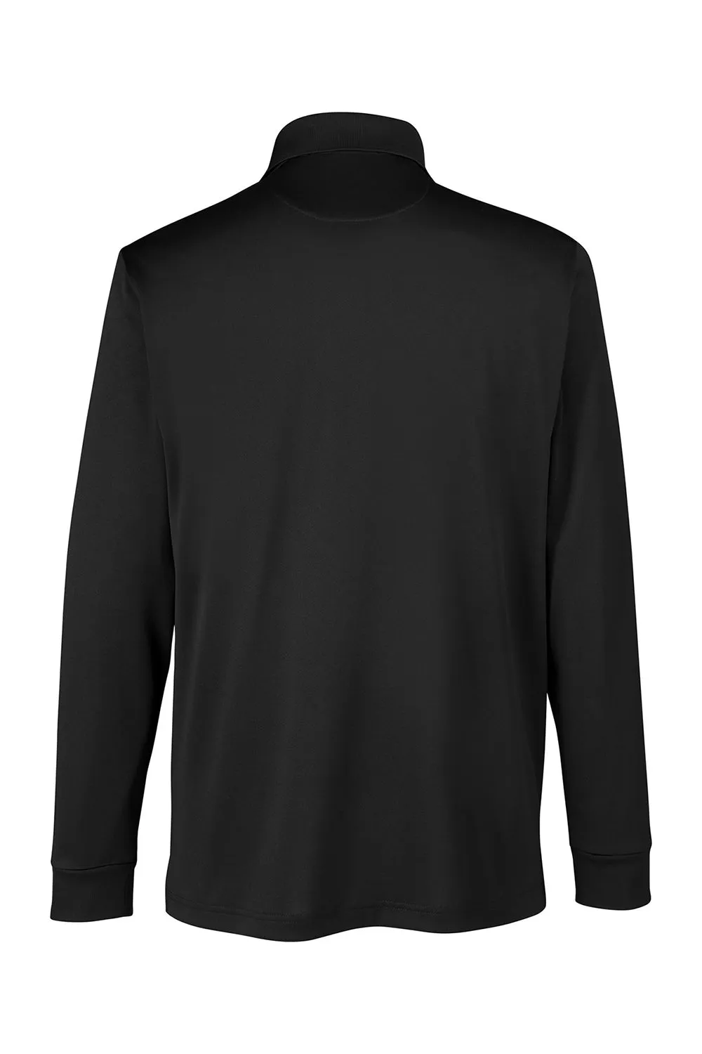 Harriton Mens Advantage Performance Moisture Wicking Long Sleeve Polo Shirt - Black