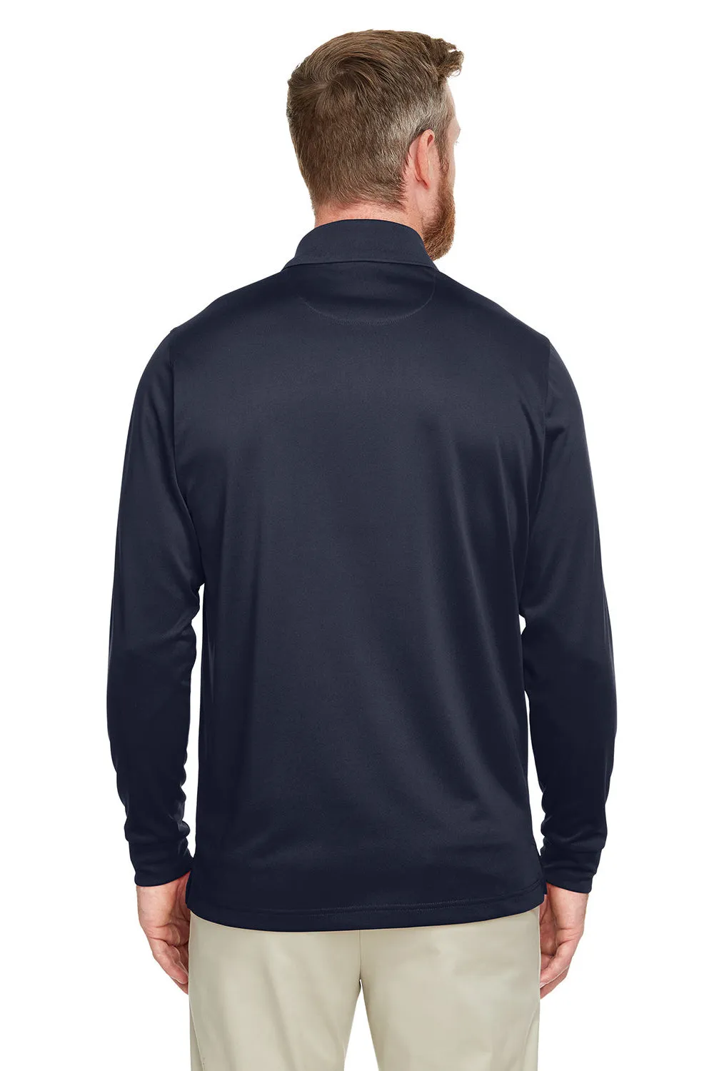 Harriton Mens Advantage Performance Moisture Wicking Long Sleeve Polo Shirt - Dark Navy Blue