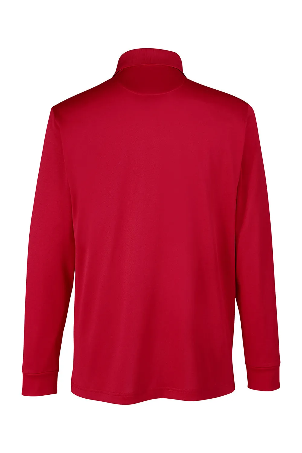 Harriton Mens Advantage Performance Moisture Wicking Long Sleeve Polo Shirt - Red