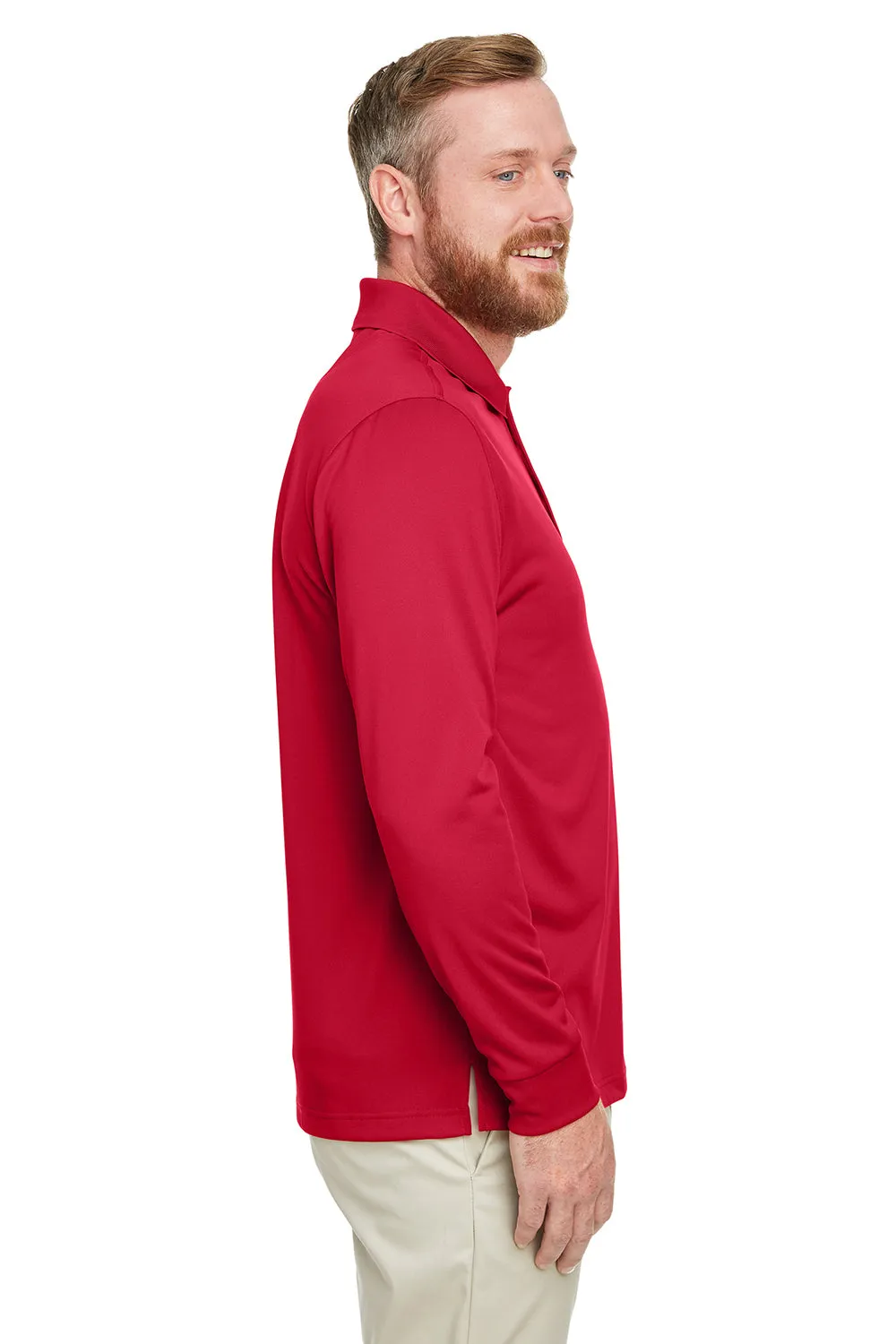 Harriton Mens Advantage Performance Moisture Wicking Long Sleeve Polo Shirt - True Royal Blue