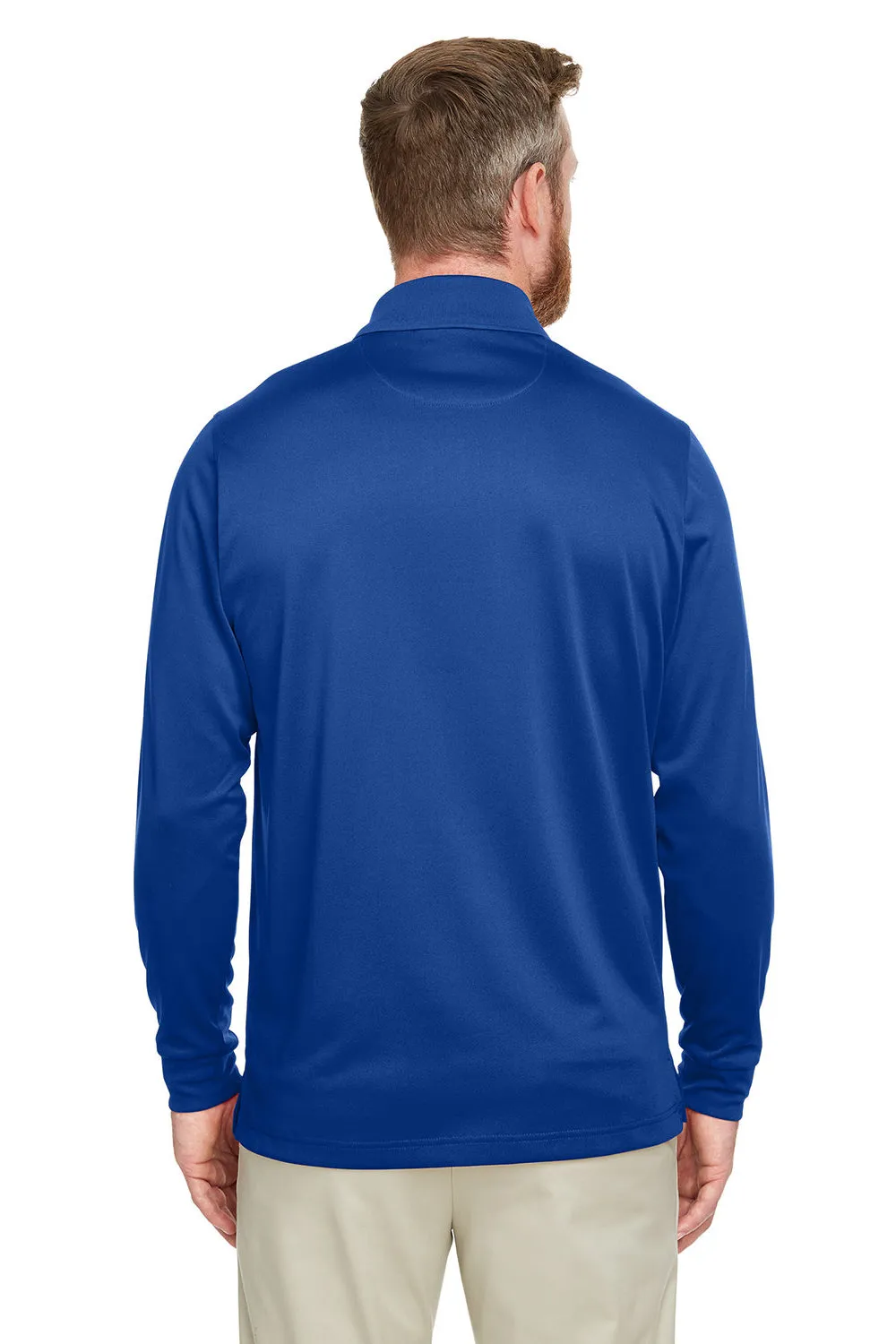 Harriton Mens Advantage Performance Moisture Wicking Long Sleeve Polo Shirt - True Royal Blue