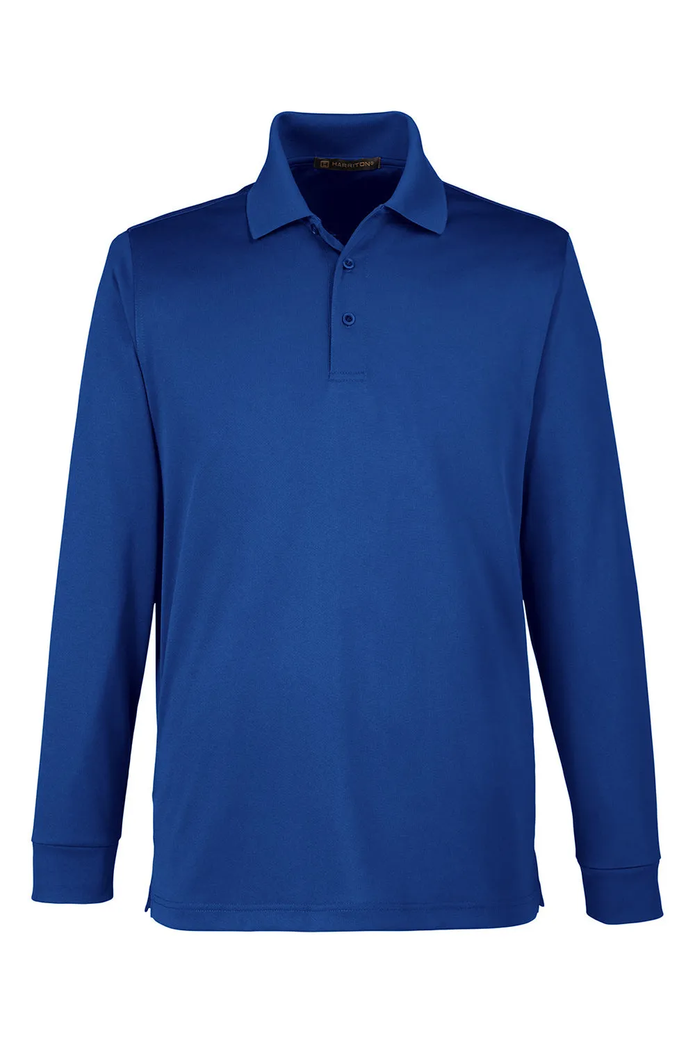 Harriton Mens Advantage Performance Moisture Wicking Long Sleeve Polo Shirt - True Royal Blue