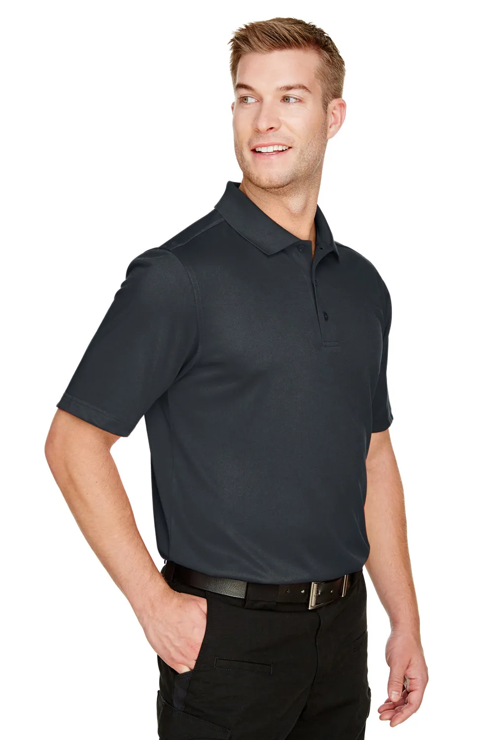 Harriton Mens Advantage Performance Moisture Wicking Short Sleeve Polo Shirt - Dark Charcoal Grey