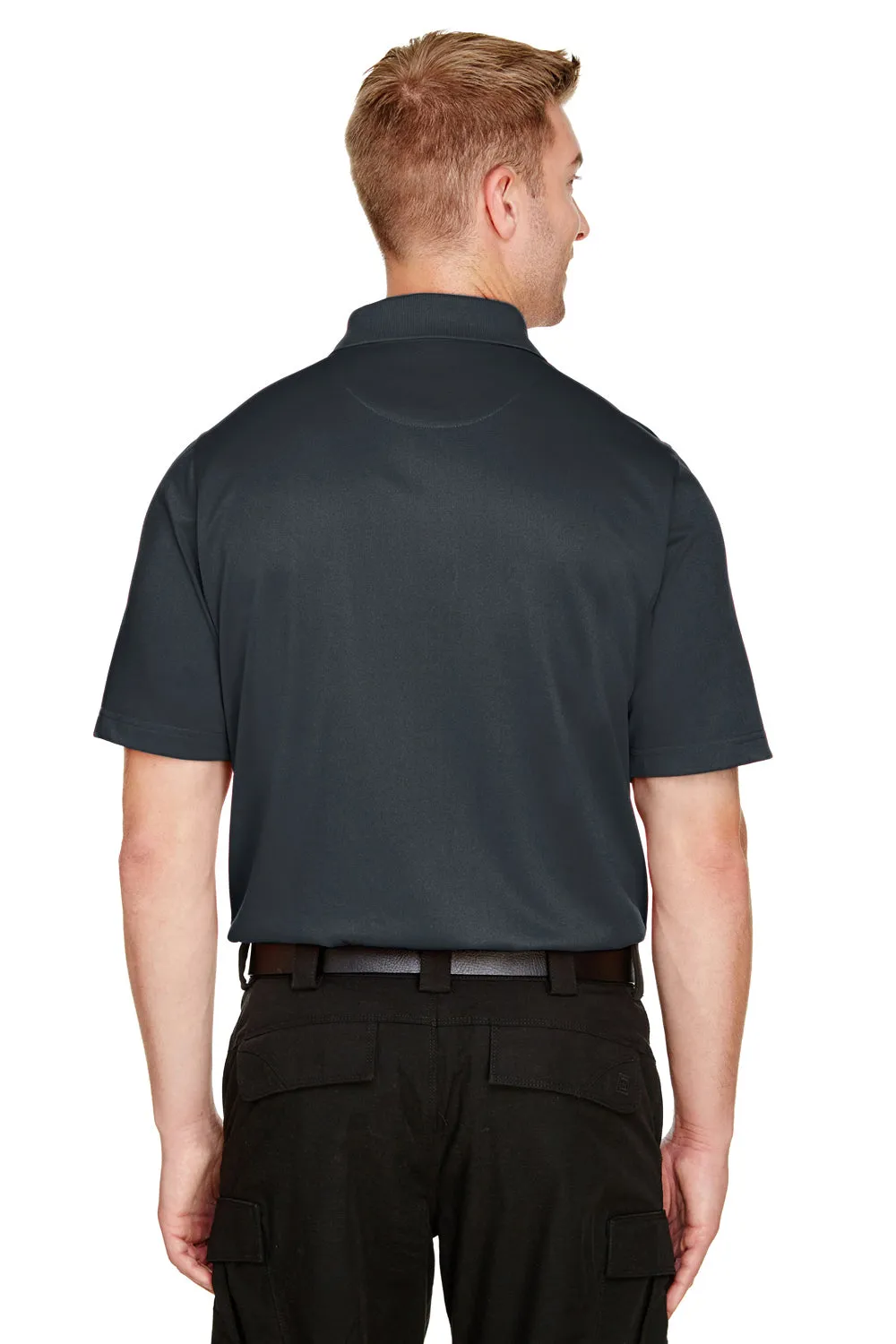 Harriton Mens Advantage Performance Moisture Wicking Short Sleeve Polo Shirt - Dark Charcoal Grey