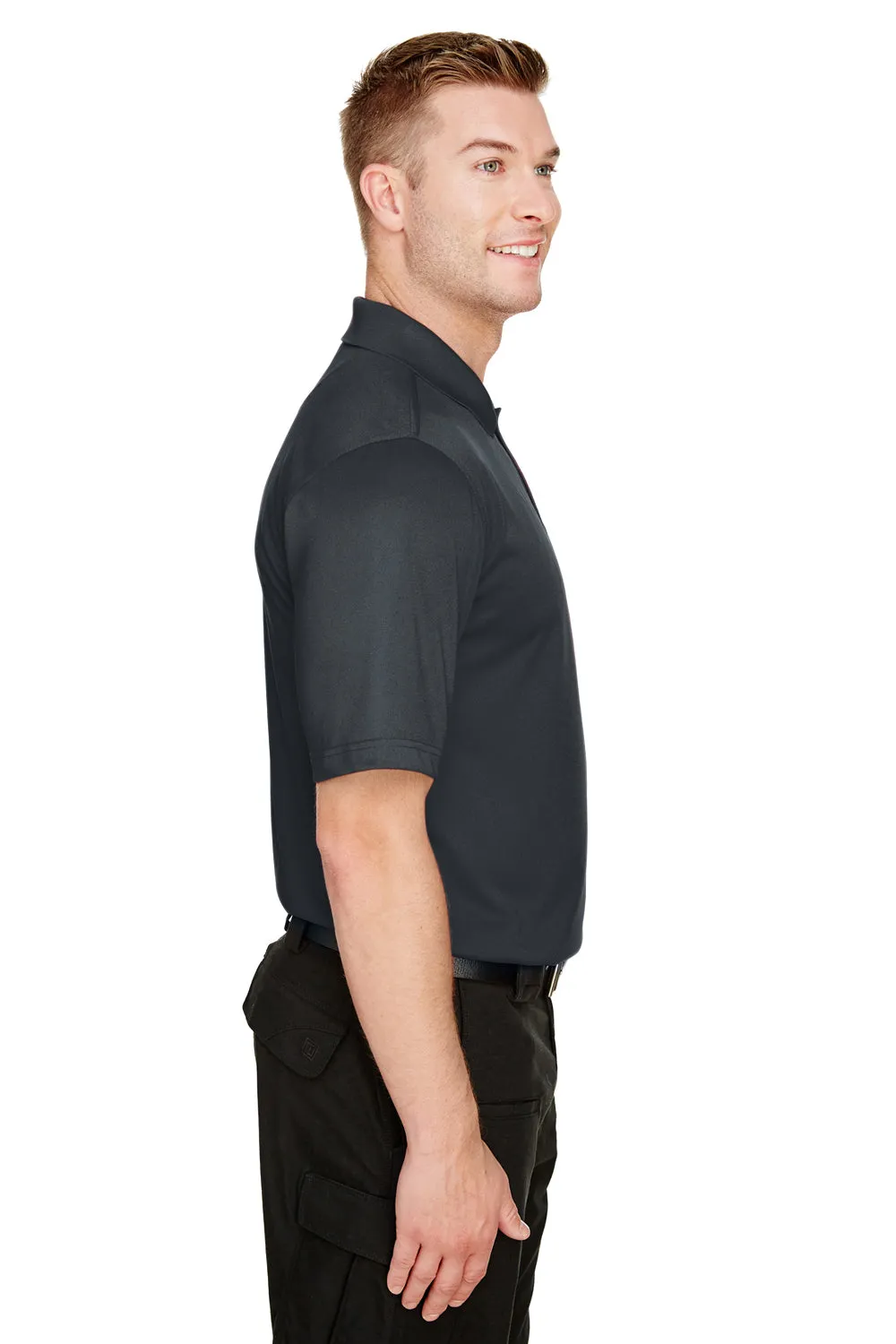 Harriton Mens Advantage Performance Moisture Wicking Short Sleeve Polo Shirt - Dark Charcoal Grey