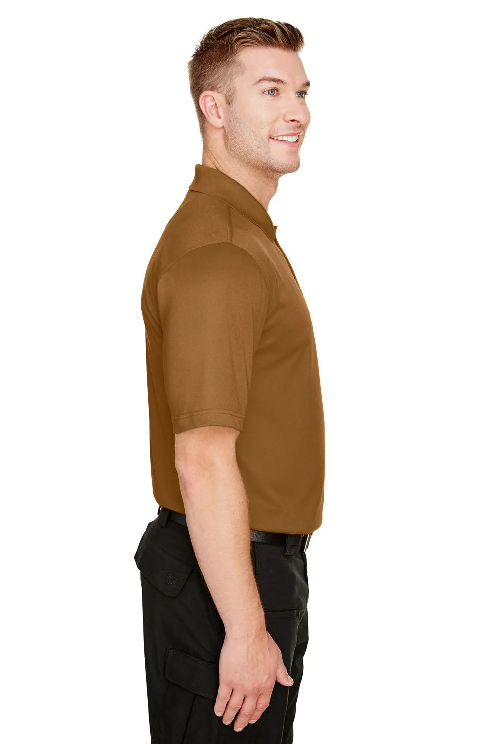 Harriton Mens Advantage Performance Moisture Wicking Short Sleeve Polo Shirt - Duck Brown