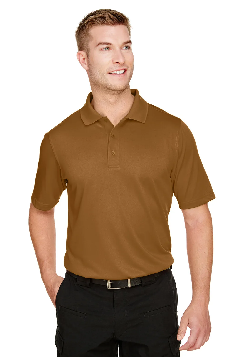 Harriton Mens Advantage Performance Moisture Wicking Short Sleeve Polo Shirt - Duck Brown