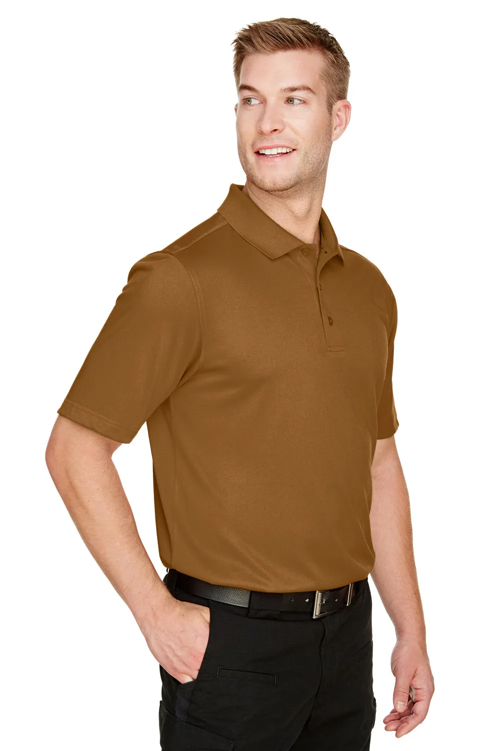 Harriton Mens Advantage Performance Moisture Wicking Short Sleeve Polo Shirt - Duck Brown