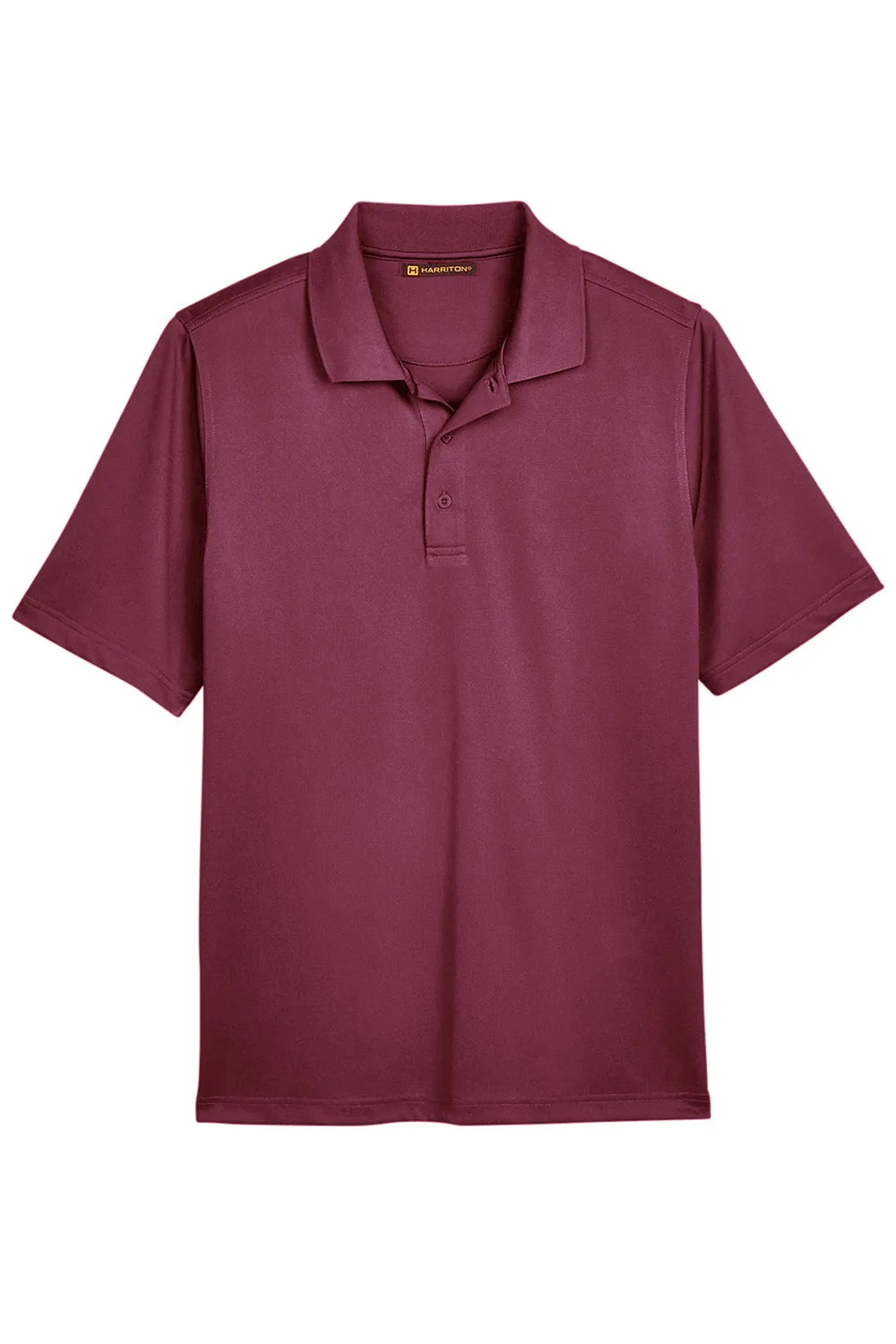Harriton Mens Advantage Performance Moisture Wicking Short Sleeve Polo Shirt - Maroon