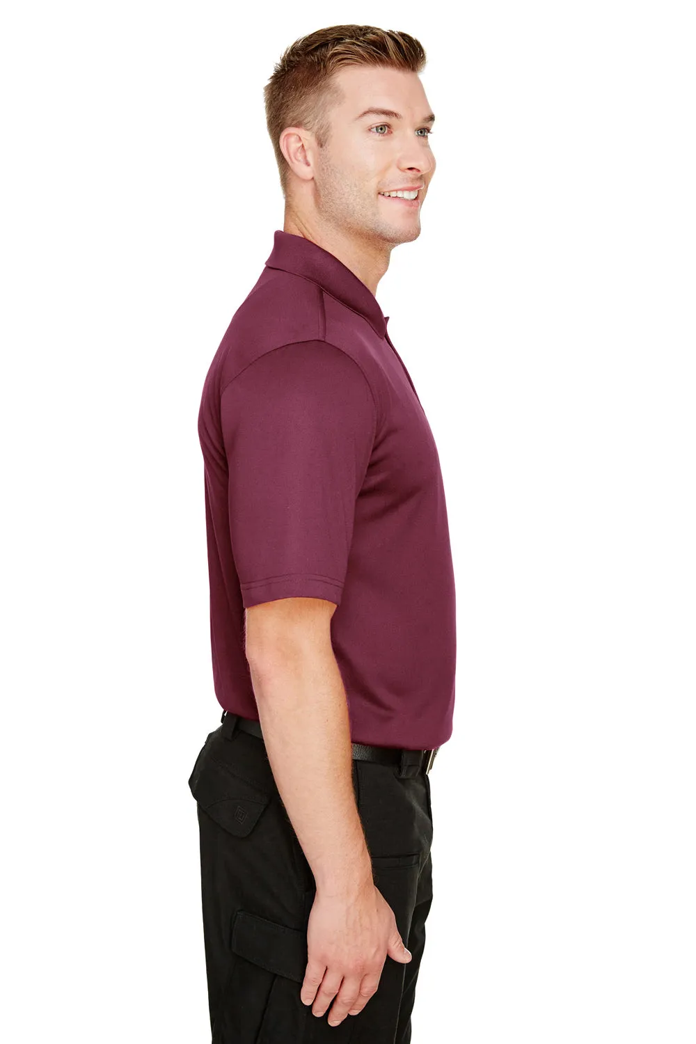 Harriton Mens Advantage Performance Moisture Wicking Short Sleeve Polo Shirt - Maroon