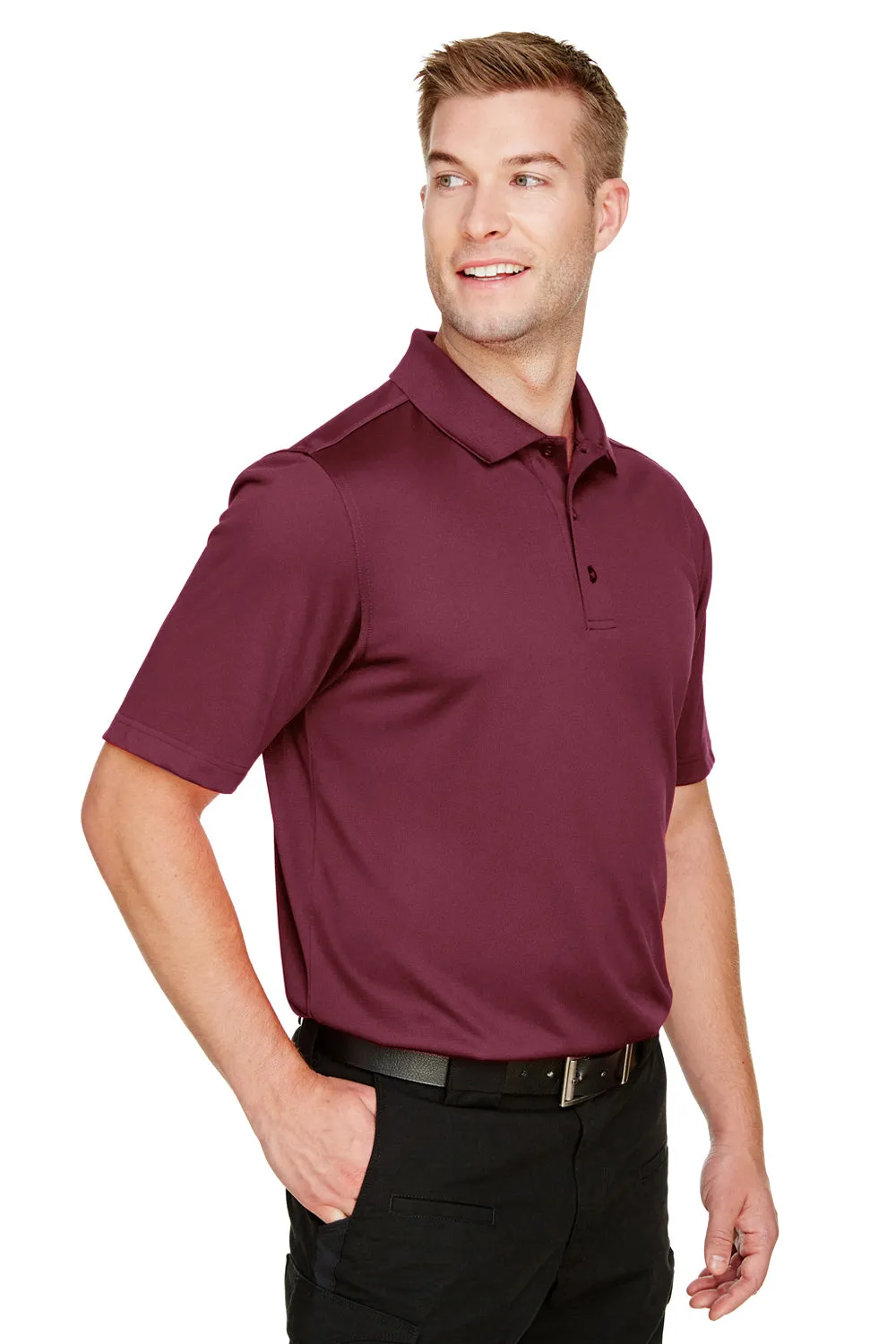 Harriton Mens Advantage Performance Moisture Wicking Short Sleeve Polo Shirt - Maroon