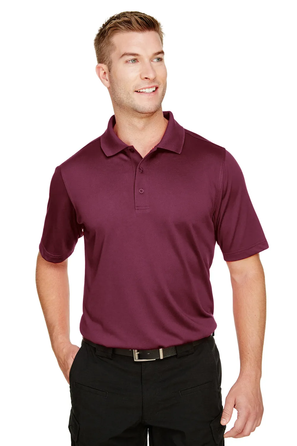 Harriton Mens Advantage Performance Moisture Wicking Short Sleeve Polo Shirt - Maroon