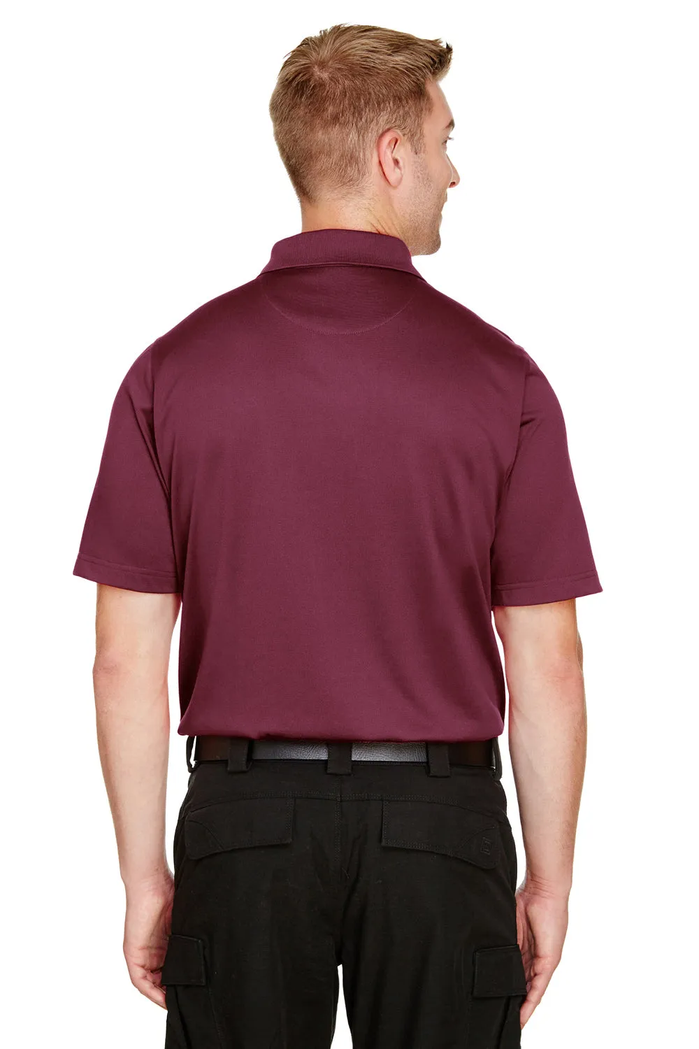 Harriton Mens Advantage Performance Moisture Wicking Short Sleeve Polo Shirt - Maroon