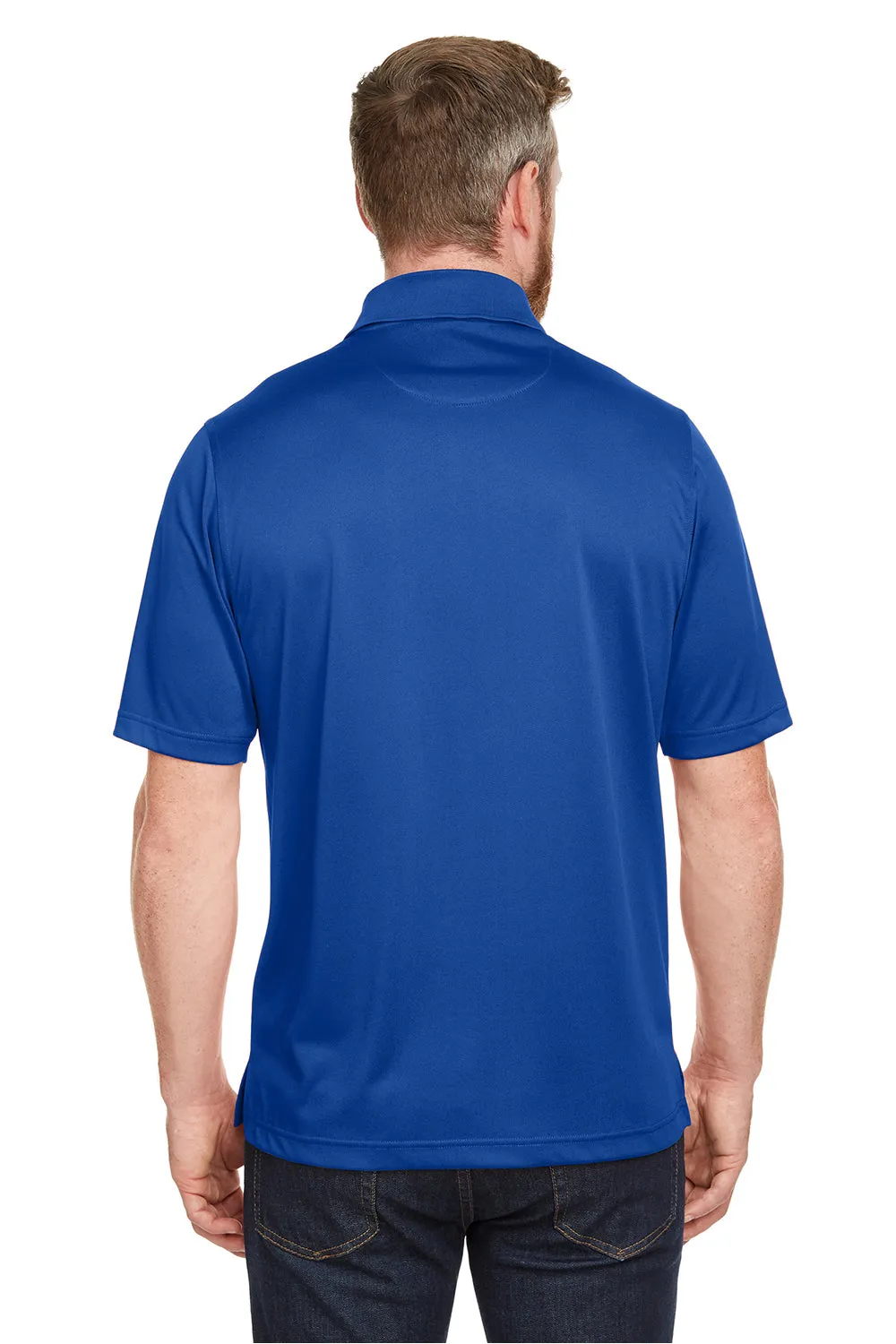 Harriton Mens Advantage Performance Moisture Wicking Short Sleeve Polo Shirt w/ Pocket - True Royal Blue