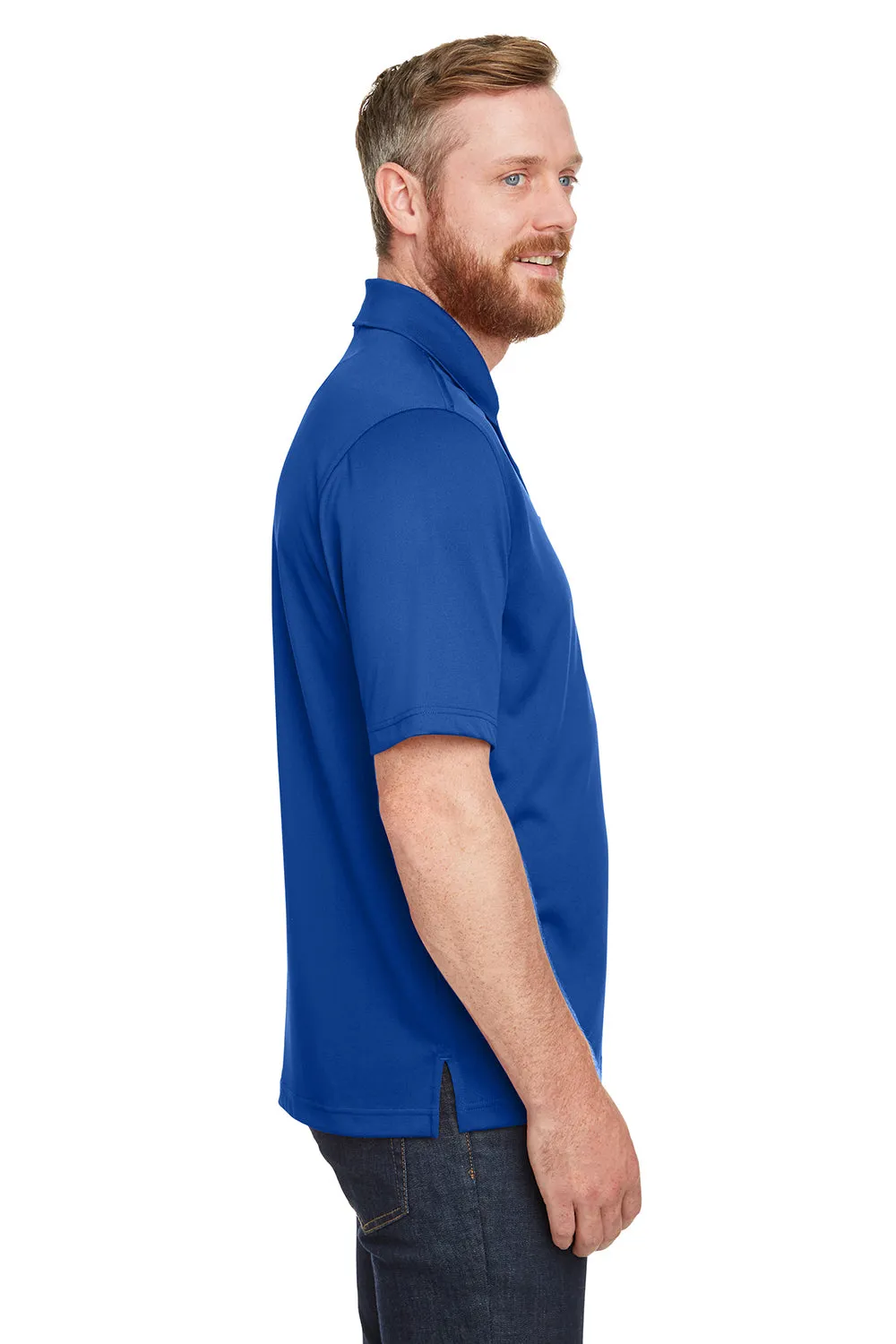 Harriton Mens Advantage Performance Moisture Wicking Short Sleeve Polo Shirt w/ Pocket - True Royal Blue