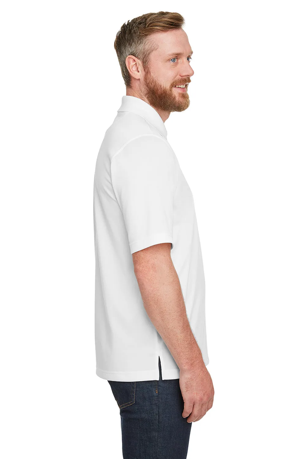 Harriton Mens Advantage Performance Moisture Wicking Short Sleeve Polo Shirt w/ Pocket - White
