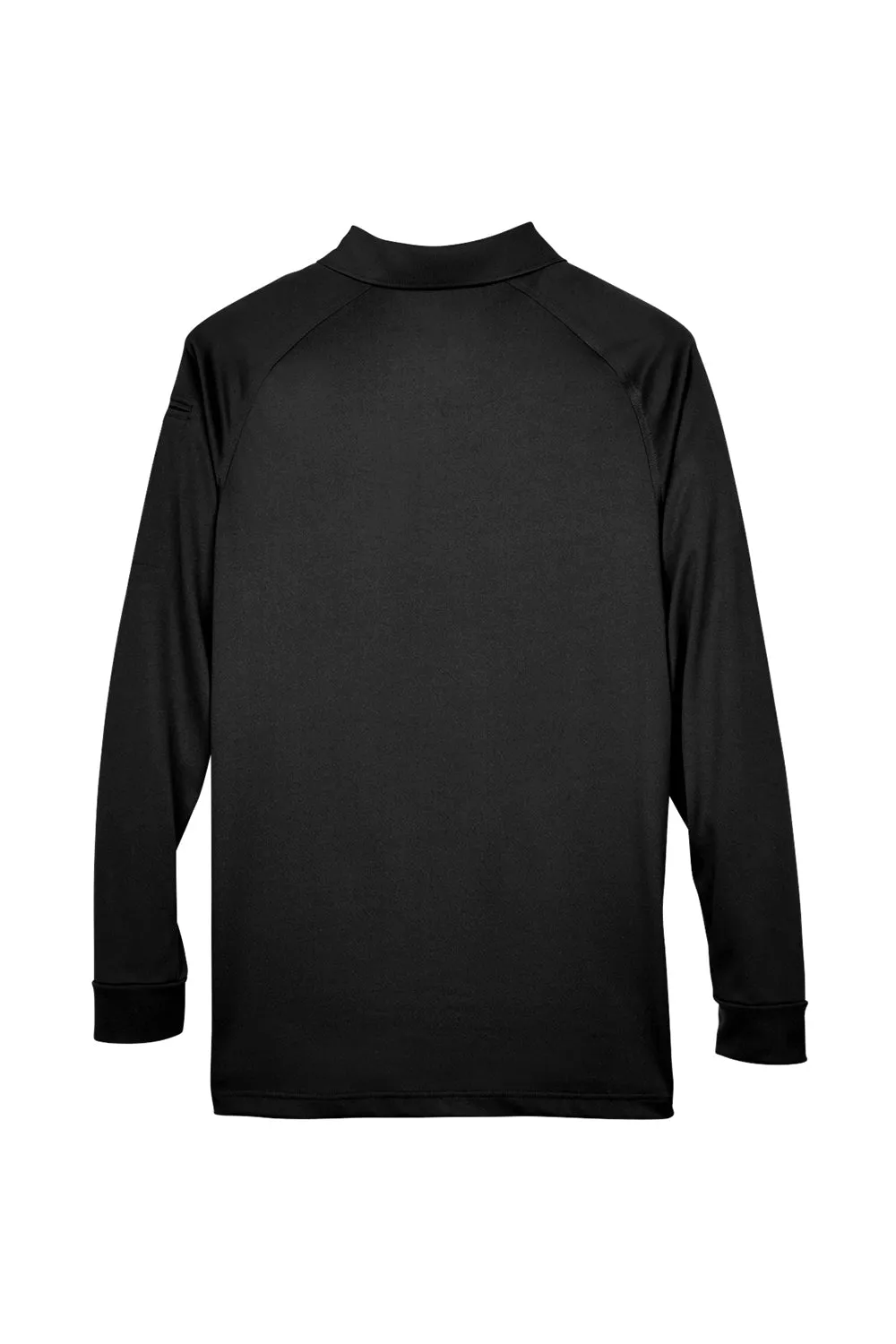 Harriton Mens Advantage Tactical Moisture Wicking Long Sleeve Polo Shirt - Black