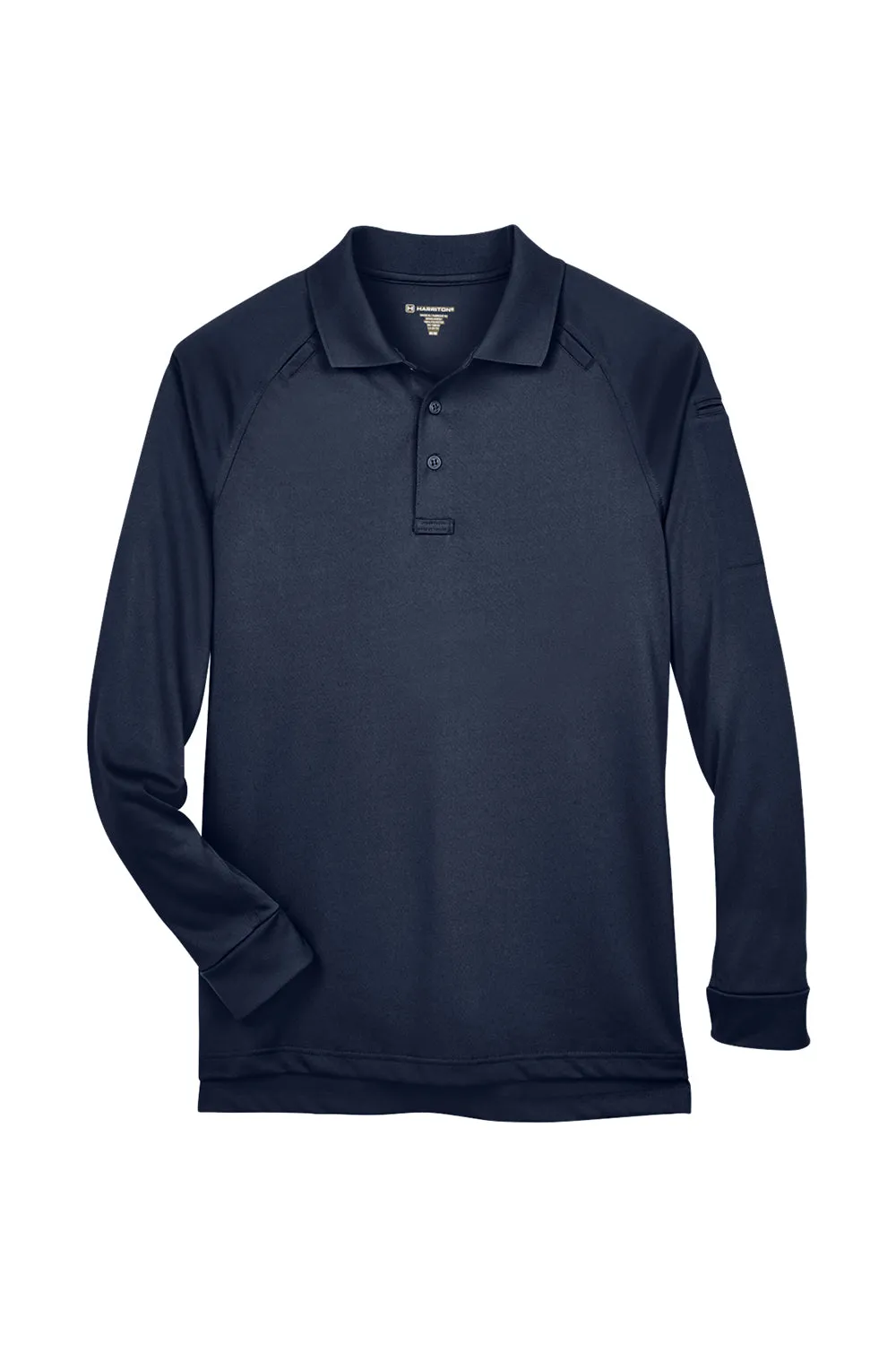 Harriton Mens Advantage Tactical Moisture Wicking Long Sleeve Polo Shirt - Dark Navy Blue