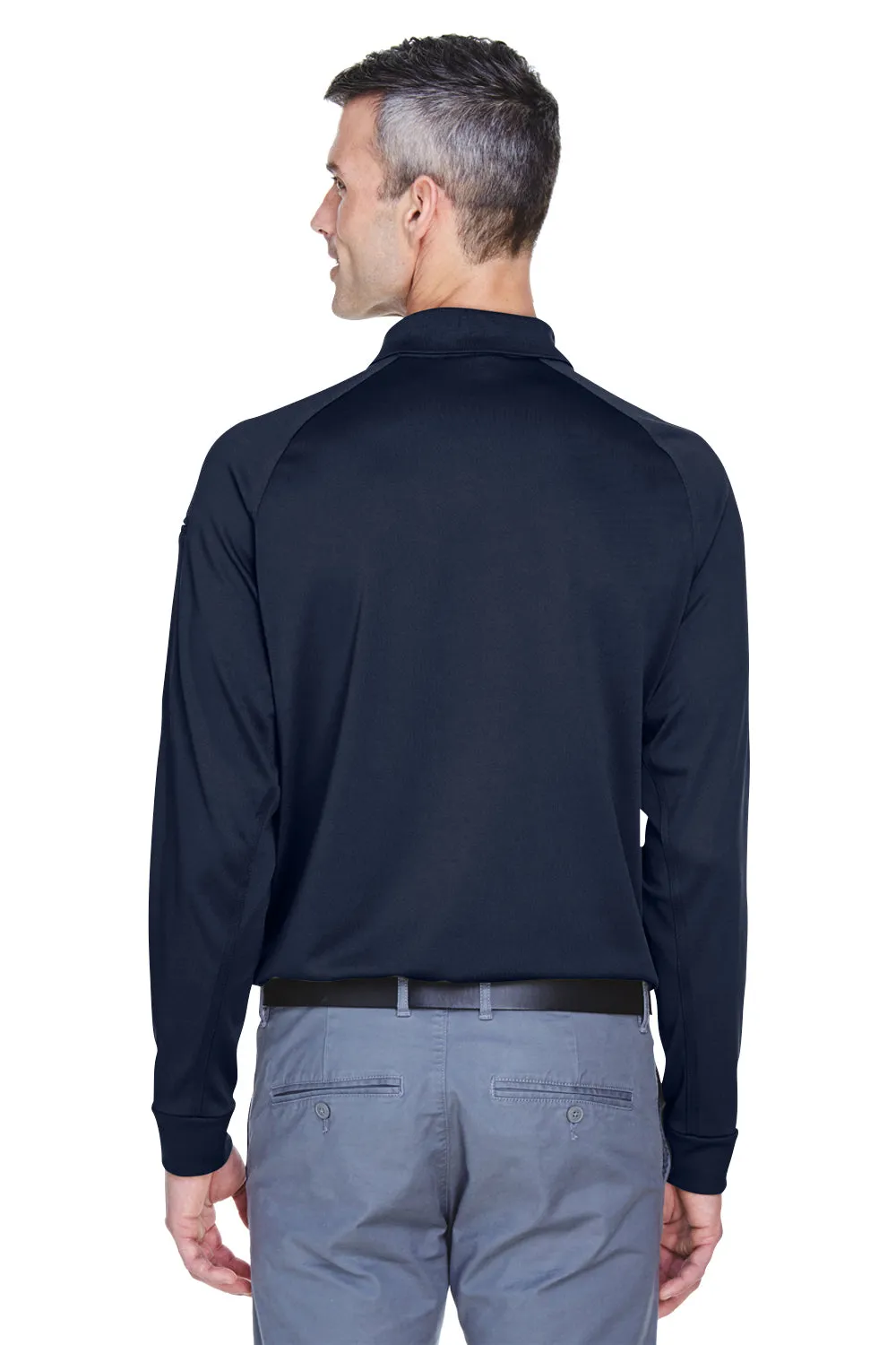 Harriton Mens Advantage Tactical Moisture Wicking Long Sleeve Polo Shirt - Dark Navy Blue