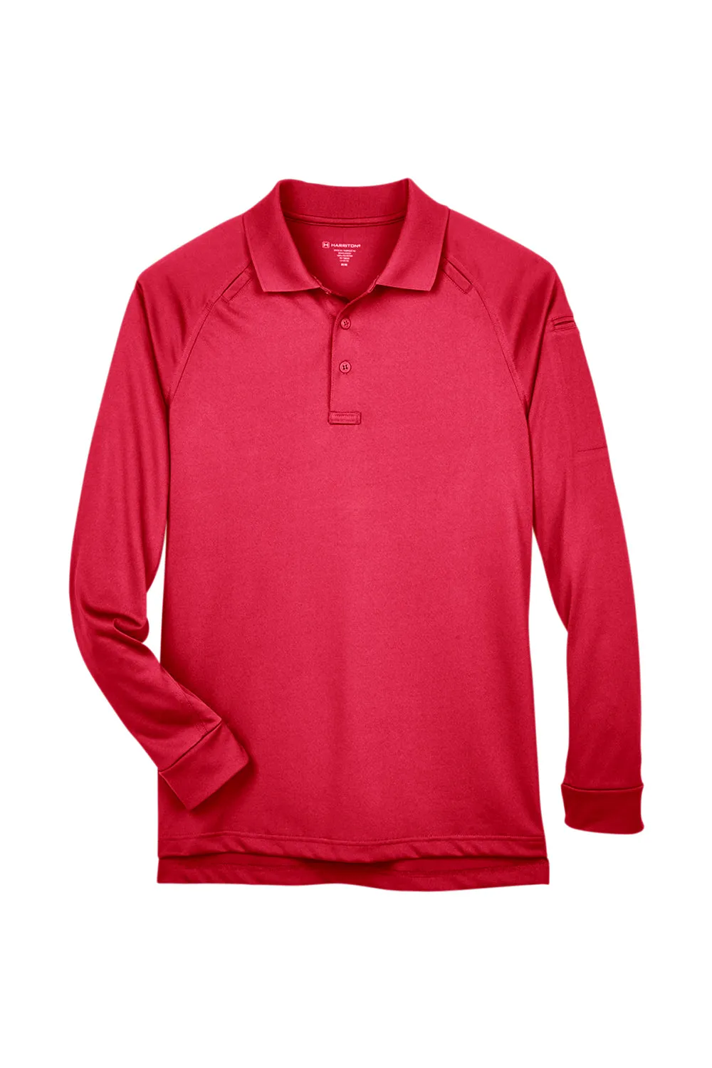 Harriton Mens Advantage Tactical Moisture Wicking Long Sleeve Polo Shirt - Red