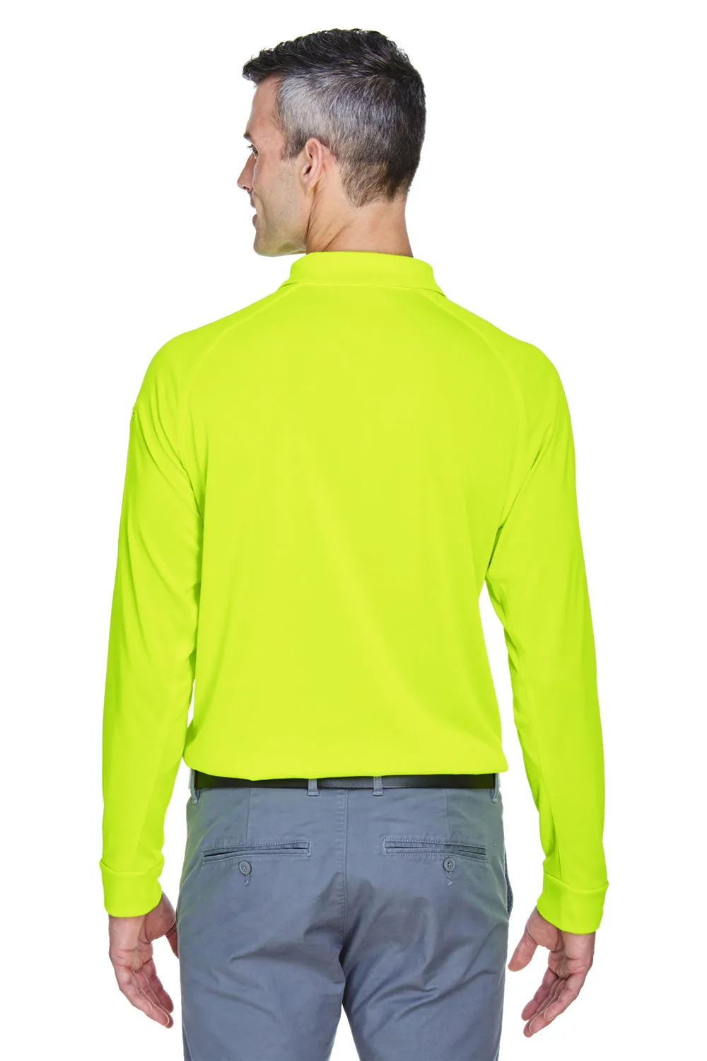 Harriton Mens Advantage Tactical Moisture Wicking Long Sleeve Polo Shirt - Safety Yellow