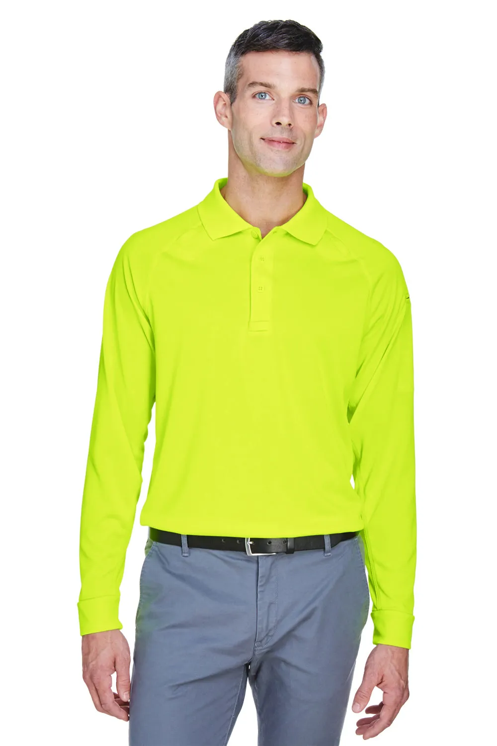 Harriton Mens Advantage Tactical Moisture Wicking Long Sleeve Polo Shirt - Safety Yellow