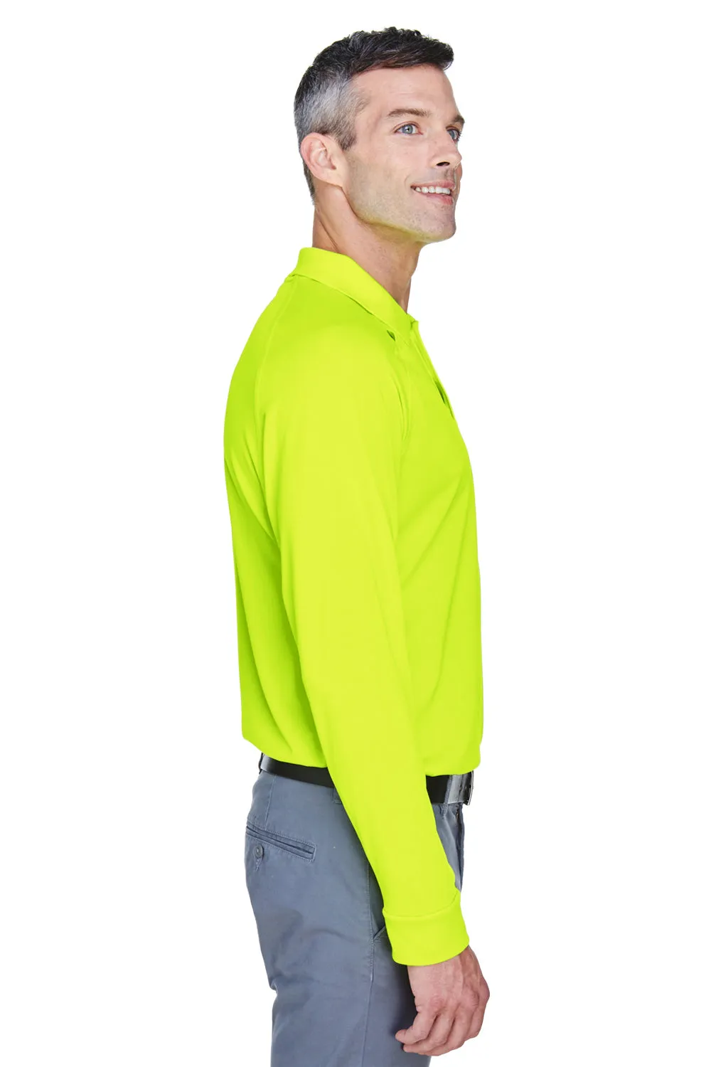 Harriton Mens Advantage Tactical Moisture Wicking Long Sleeve Polo Shirt - Safety Yellow