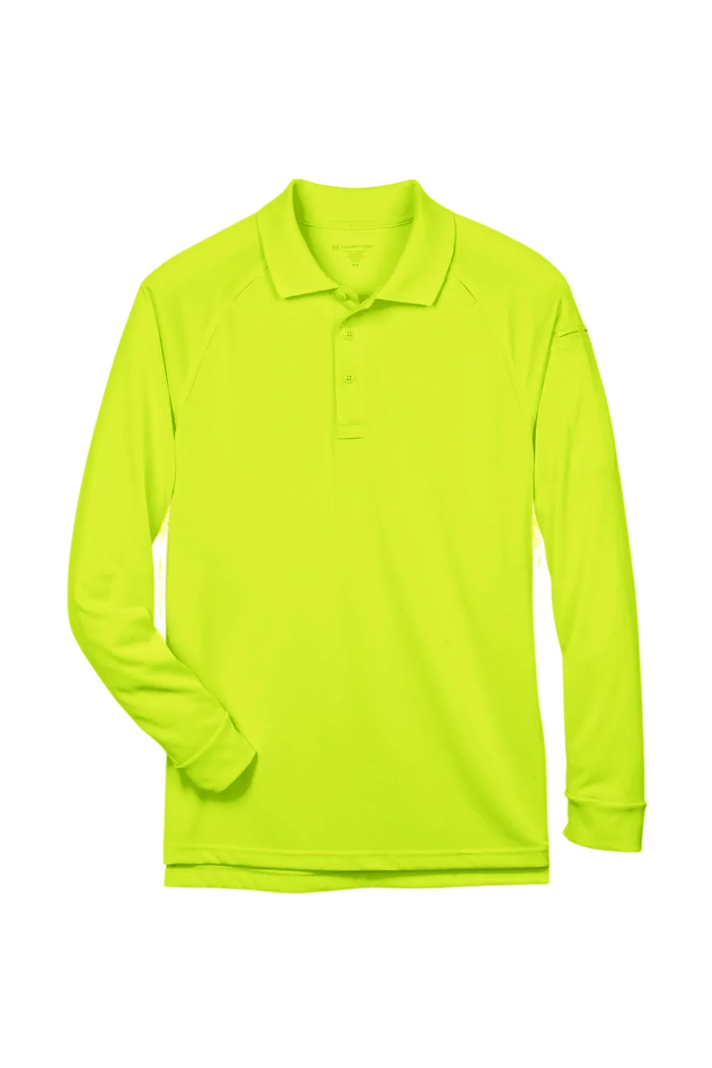 Harriton Mens Advantage Tactical Moisture Wicking Long Sleeve Polo Shirt - Safety Yellow
