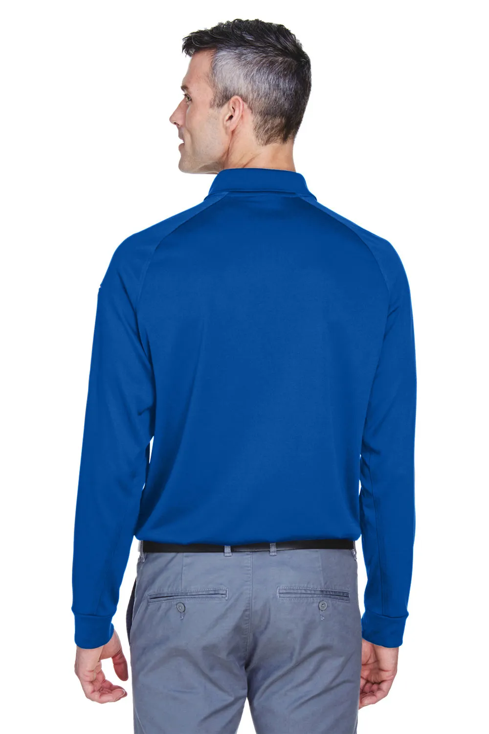 Harriton Mens Advantage Tactical Moisture Wicking Long Sleeve Polo Shirt - True Royal Blue