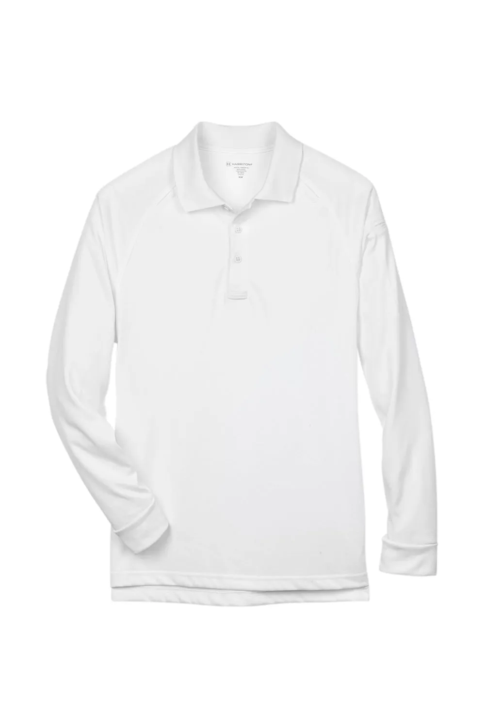 Harriton Mens Advantage Tactical Moisture Wicking Long Sleeve Polo Shirt - White