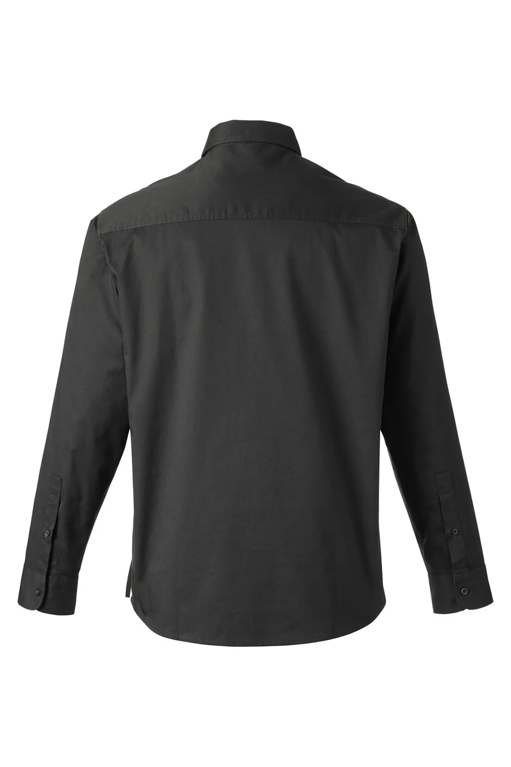Harriton Mens Advantage Wrinkle Resistant Long Sleeve Button Down Shirt w/ Double Pockets - Black