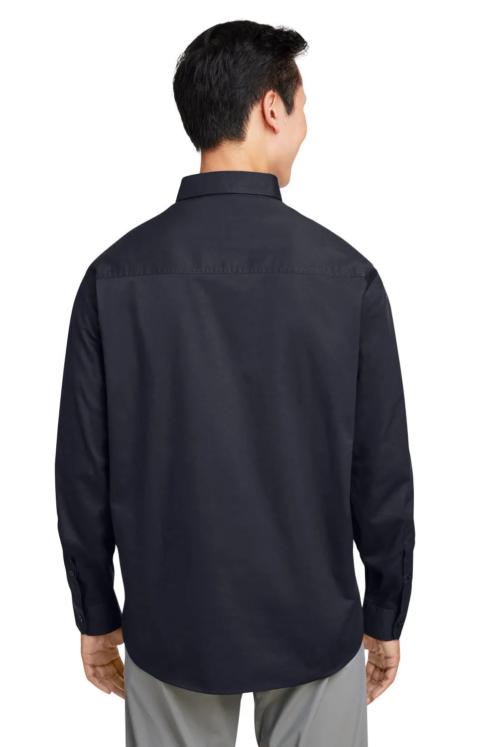 Harriton Mens Advantage Wrinkle Resistant Long Sleeve Button Down Shirt w/ Double Pockets - Black