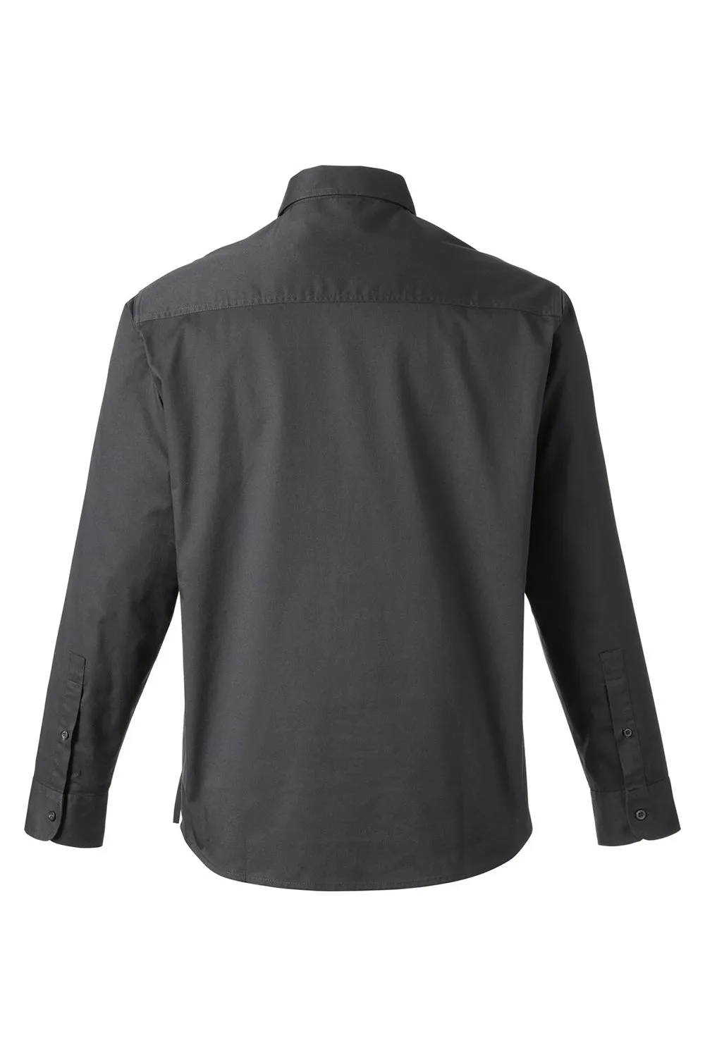 Harriton Mens Advantage Wrinkle Resistant Long Sleeve Button Down Shirt w/ Double Pockets - Dark Charcoal Grey
