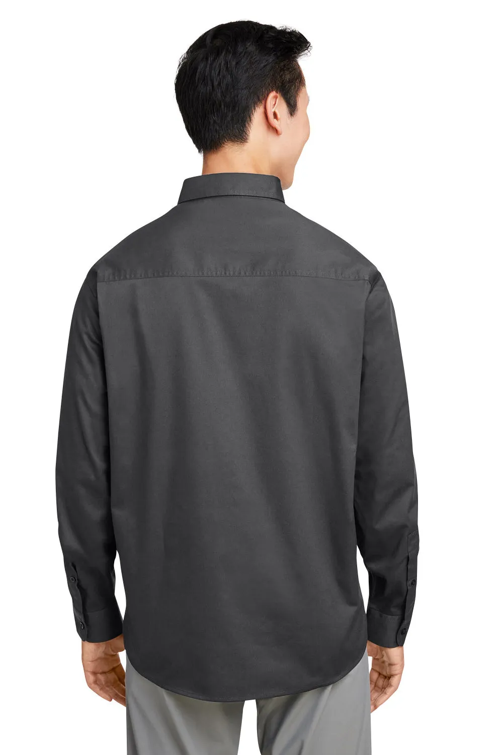 Harriton Mens Advantage Wrinkle Resistant Long Sleeve Button Down Shirt w/ Double Pockets - Dark Charcoal Grey