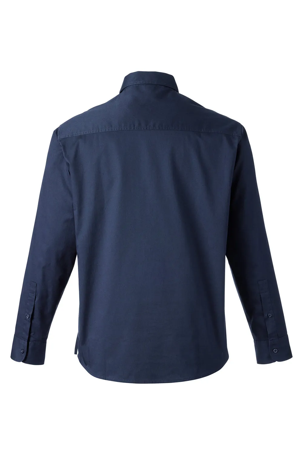 Harriton Mens Advantage Wrinkle Resistant Long Sleeve Button Down Shirt w/ Double Pockets - Dark Navy Blue - Closeout