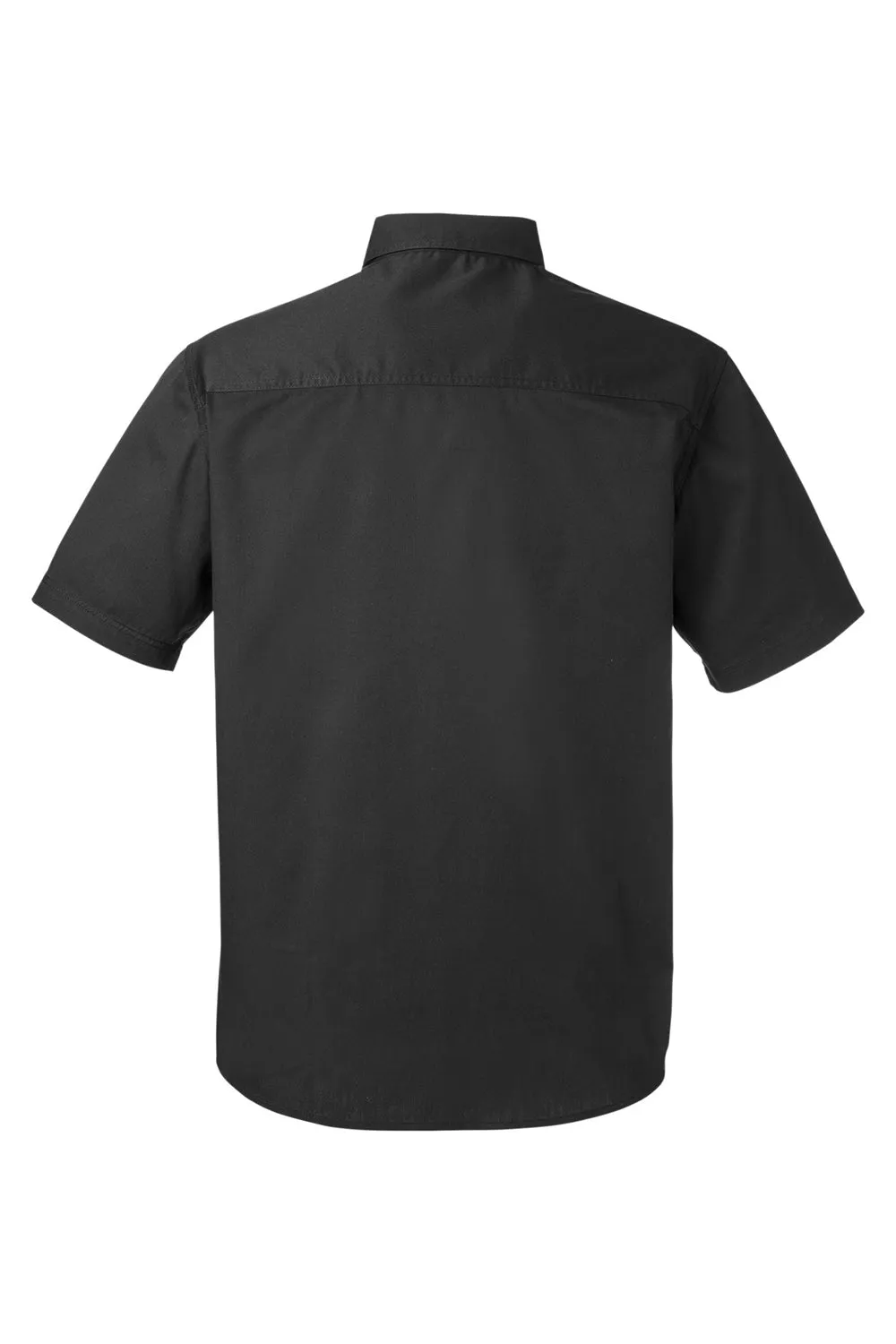 Harriton Mens Advantage Wrinkle Resistant Short Sleeve Button Down Shirt w/ Double Pockets - Black