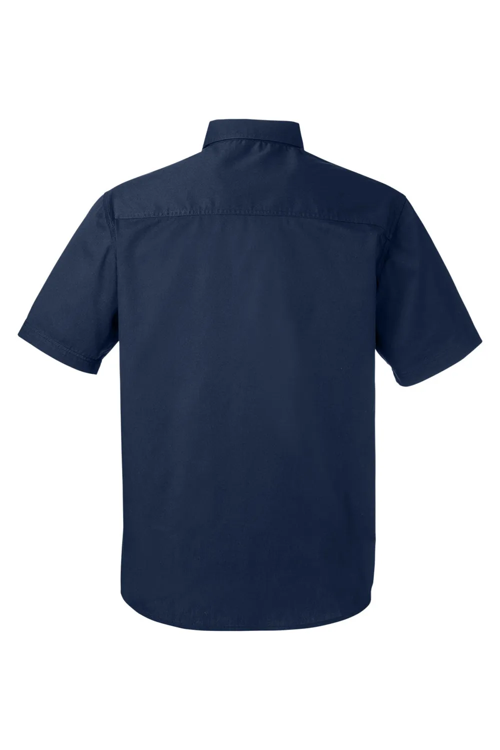 Harriton Mens Advantage Wrinkle Resistant Short Sleeve Button Down Shirt w/ Double Pockets - Dark Navy Blue