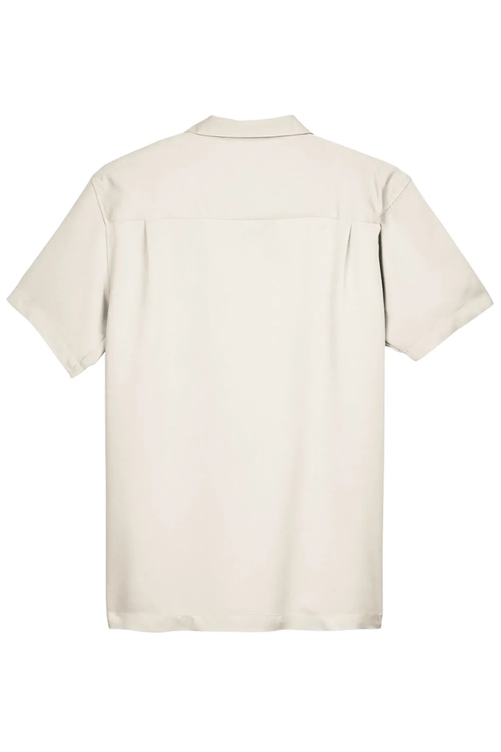 Harriton Mens Bahama Wrinkle Resistant Short Sleeve Button Down Camp Shirt w/ Pocket - Cream