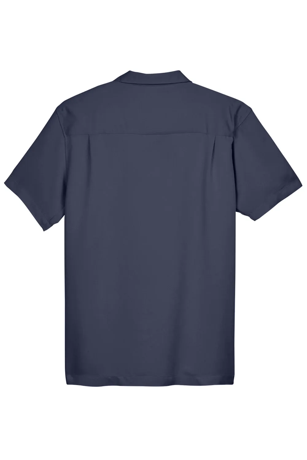 Harriton Mens Bahama Wrinkle Resistant Short Sleeve Button Down Camp Shirt w/ Pocket - Navy Blue