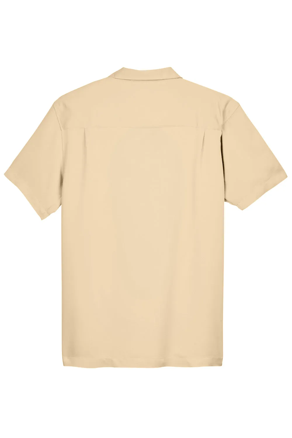 Harriton Mens Bahama Wrinkle Resistant Short Sleeve Button Down Camp Shirt w/ Pocket - Sand
