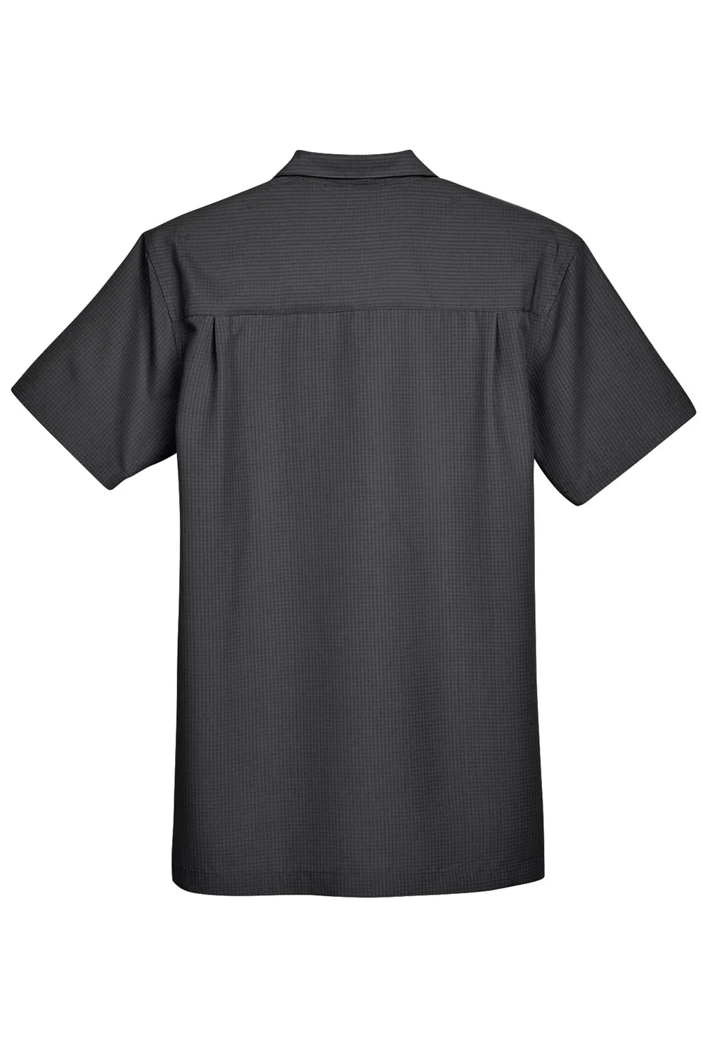 Harriton Mens Barbados Wrinkle Resistant Short Sleeve Button Down Camp Shirt w/ Pocket - Black