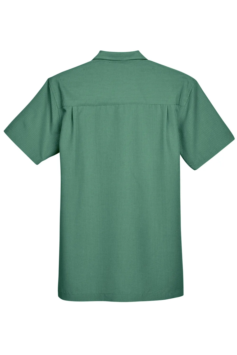 Harriton Mens Barbados Wrinkle Resistant Short Sleeve Button Down Camp Shirt w/ Pocket - Palm Green