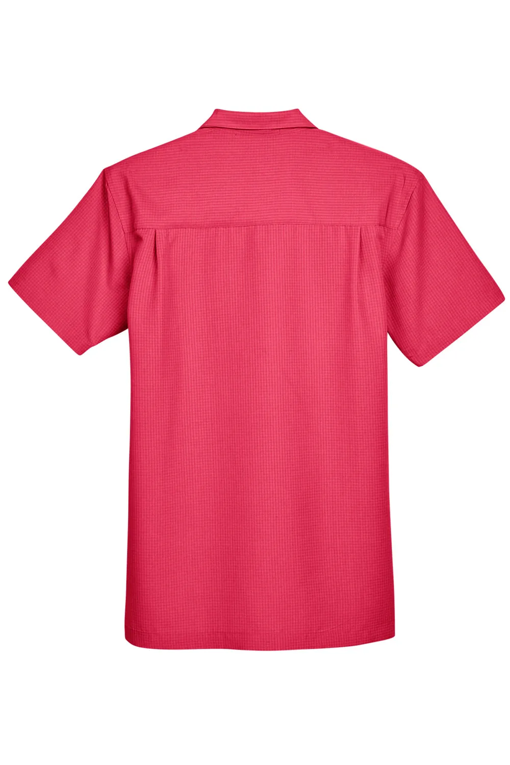 Harriton Mens Barbados Wrinkle Resistant Short Sleeve Button Down Camp Shirt w/ Pocket - Parrot Red