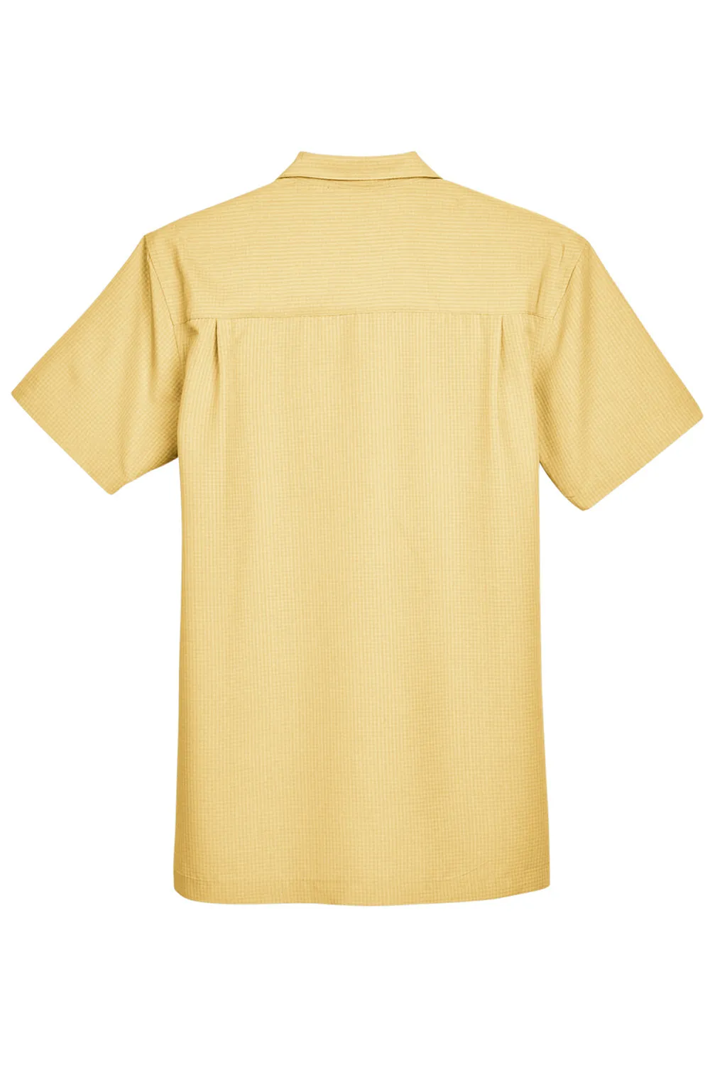Harriton Mens Barbados Wrinkle Resistant Short Sleeve Button Down Camp Shirt w/ Pocket - Pineapple Yellow