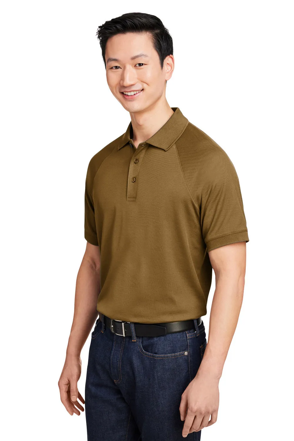 Harriton Mens Charge Moisture Wicking Short Sleeve Polo Shirt - Coyote Brown