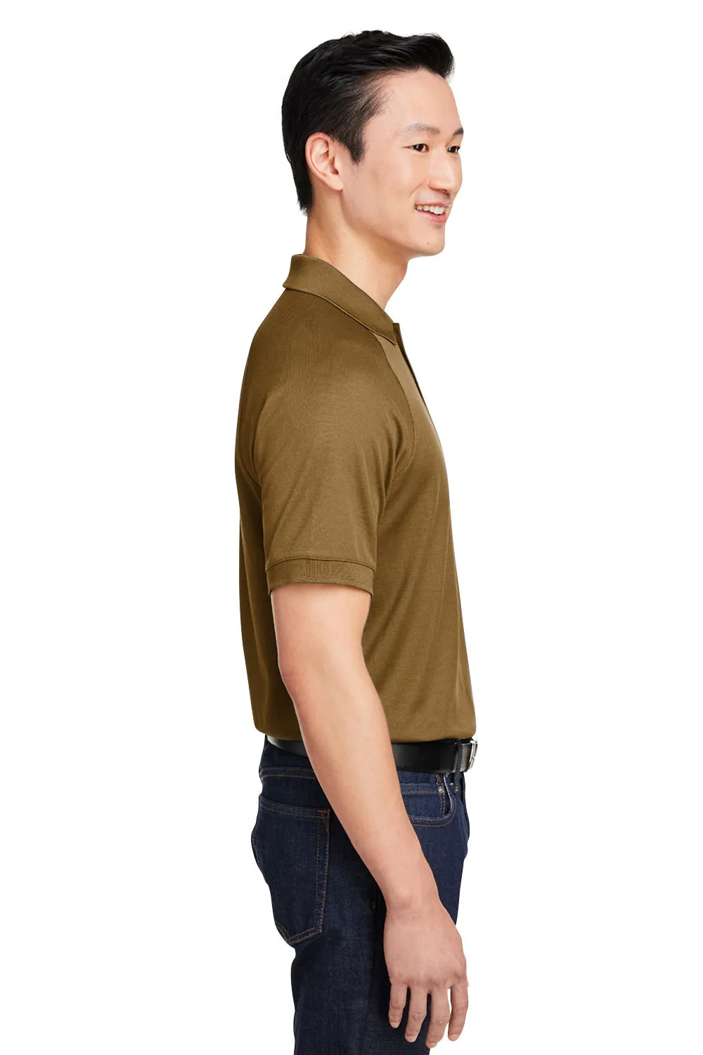 Harriton Mens Charge Moisture Wicking Short Sleeve Polo Shirt - Coyote Brown