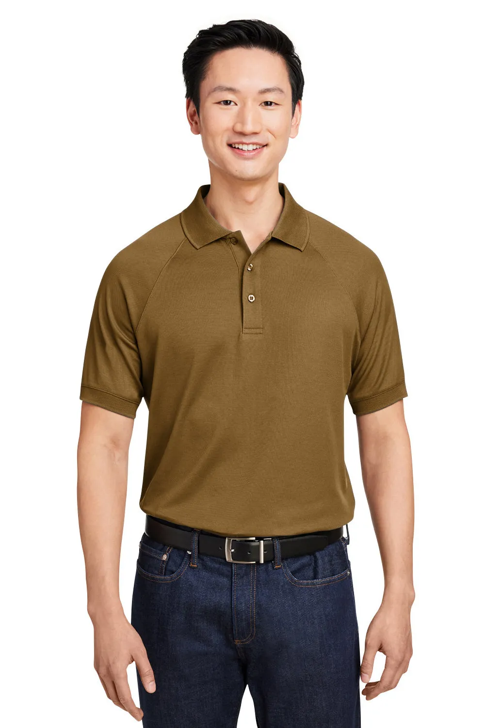 Harriton Mens Charge Moisture Wicking Short Sleeve Polo Shirt - Coyote Brown