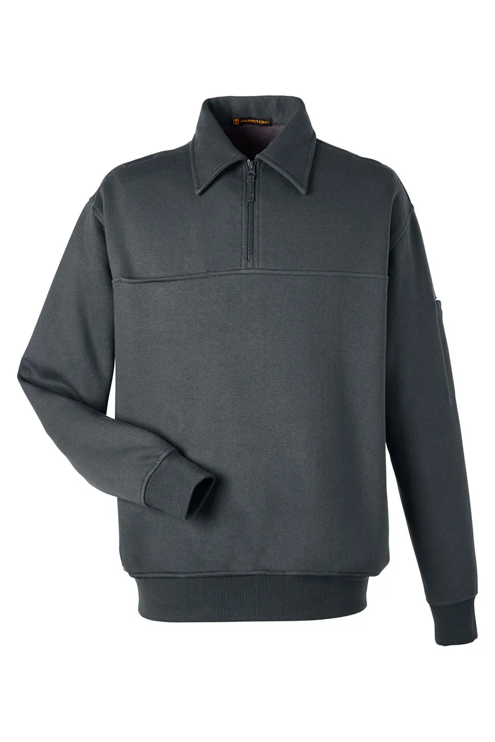 Harriton Mens Climabloc Water Resistant 1/4 Zip Sweatshirt w/ Pocket - Dark Charcoal Grey