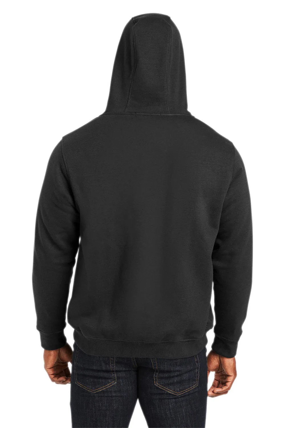 Harriton Mens Climabloc Water Resistant Full Zip Hooded Sweatshirt Hoodie w/ Pockets - Black