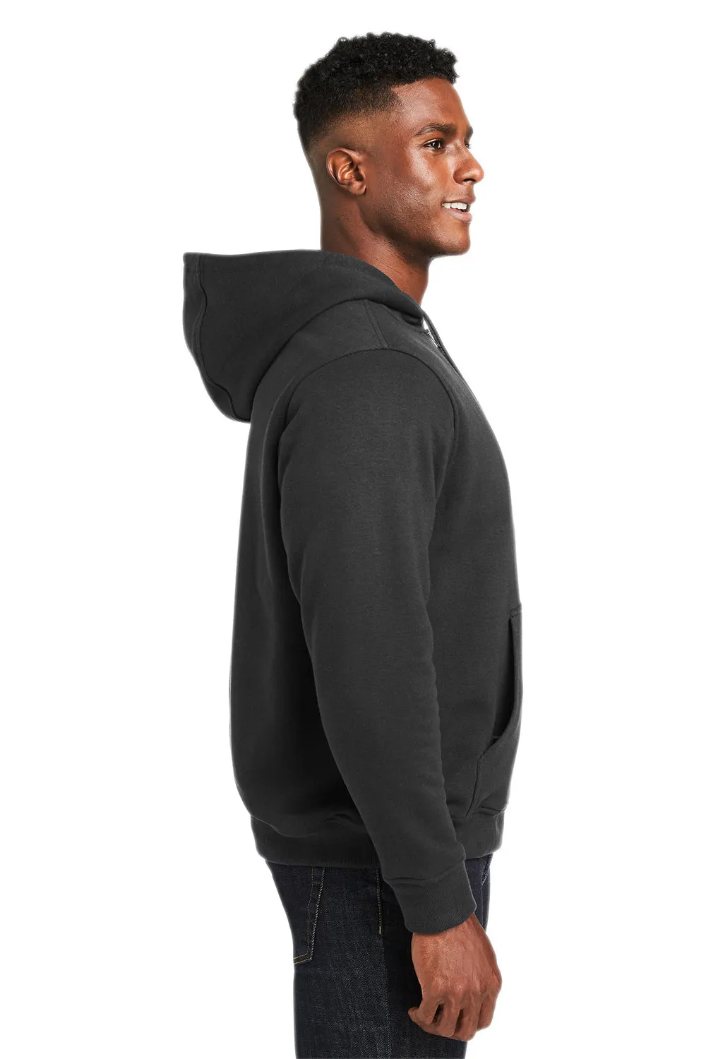 Harriton Mens Climabloc Water Resistant Full Zip Hooded Sweatshirt Hoodie w/ Pockets - Black